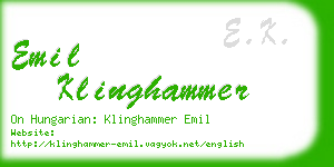 emil klinghammer business card